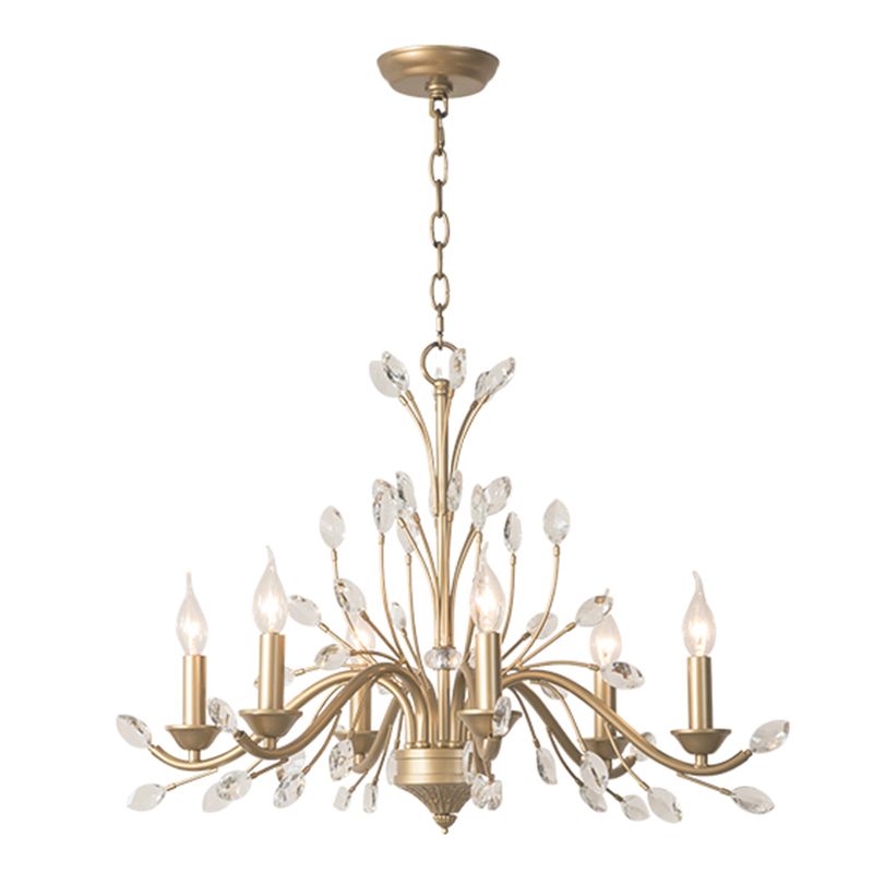 Branches Pendant Lighting Fixture Rustic Style Gold Crystal Hanging Pendant Light