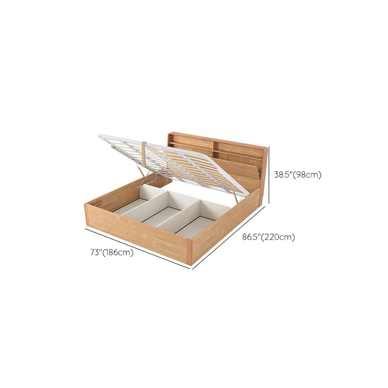 Contemporary Panel Bed in Natural Solid Wood Bed with Rectangular Head