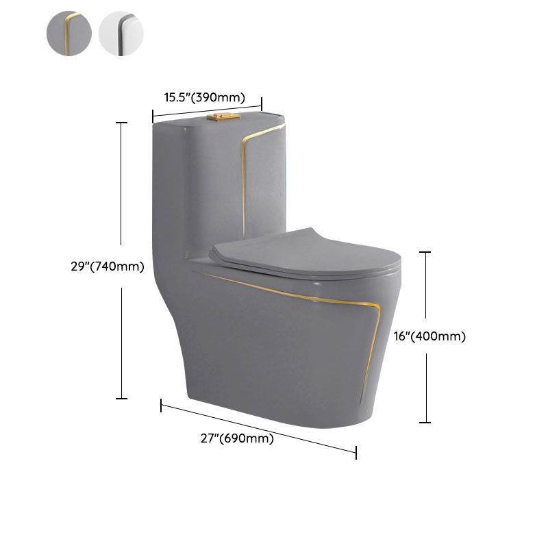 Traditional Floor Mounted Toilet Siphon Jet One-Piece Flush Toilet with Slow Close Seat
