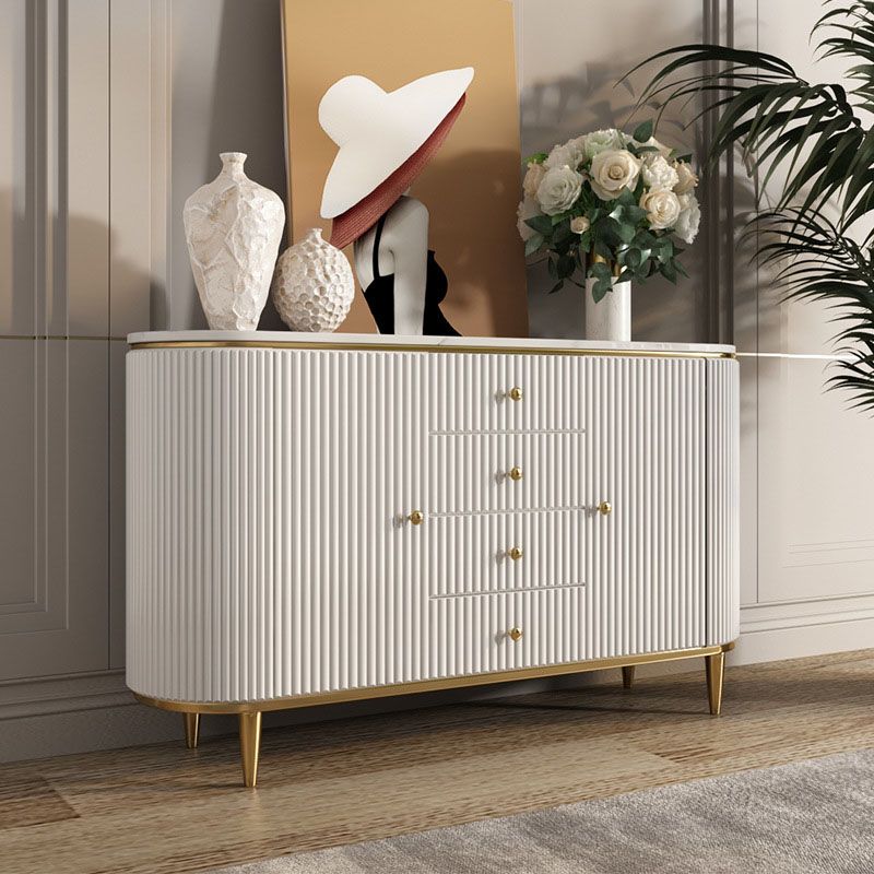 Glam Horizontal Combo Dresser White/Gray Dresser with Storage for Home