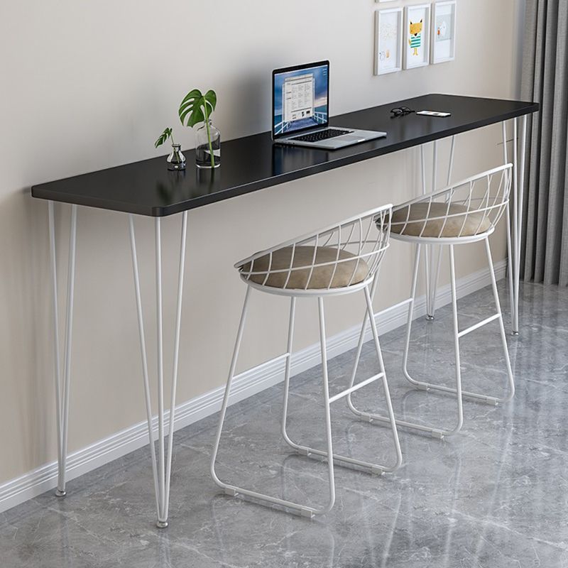 Wood Bar Dining Table Modern Rectangle Bar Table with 4 Legs Base for Milk Tea Shop