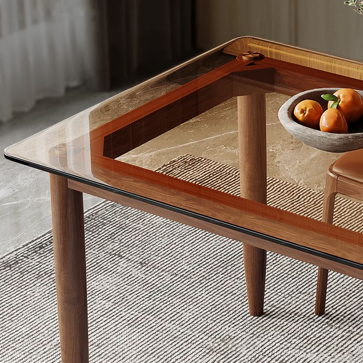 Modern Glass Dining Table Solid Wood Dining Table for Dining Room