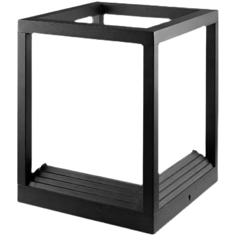 Metal Rectangular Shape Outdoor Lights Modern 1 Light Waterproof Pillar Lamp in Black