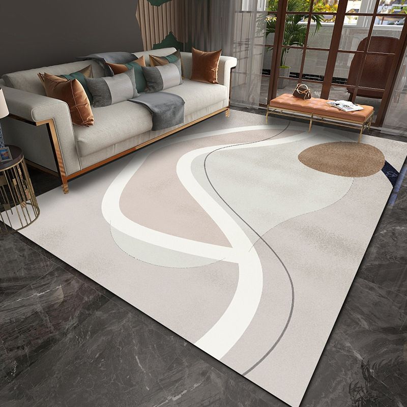 Brown Simple Rug Polyester Modern Rug Washable Indoor Rug for Home Decor