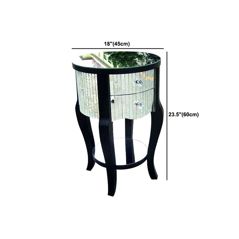 Round Glass top Side End Table Contemporary 23.6" Tall 4 Legs End Table