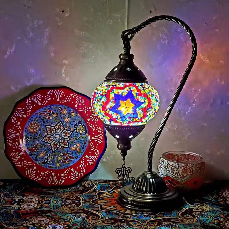 Geometric Night Table Lamps Asian Style Metal 1 Light Table Lamp