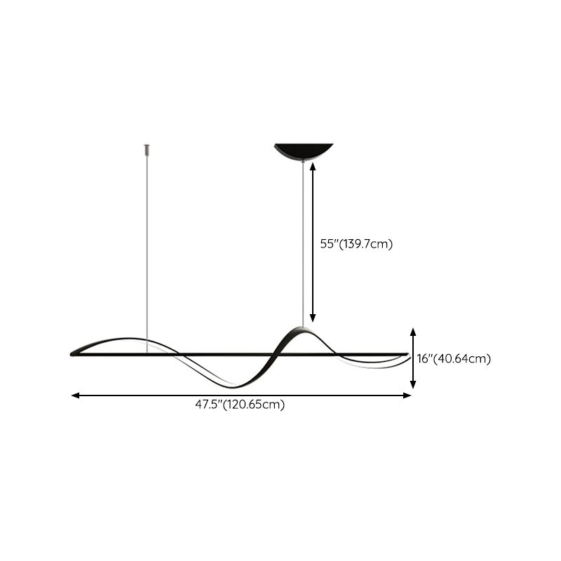 Strip Shape Island Hanging Lamp Modern LED Island Lamp with Acrylic Shade for Dining Room