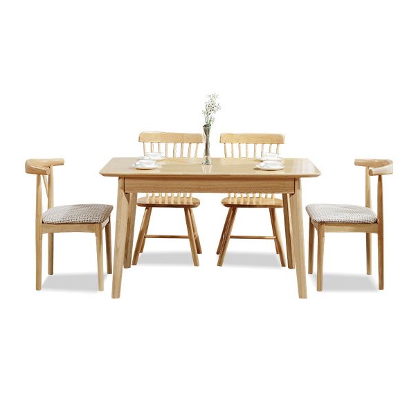 Mesa de comedor rectangular de madera de goma moderna mesa de madera maciza en color de madera