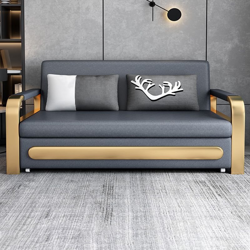 Glam Bonded Leather Futon Frame Cushion Back Square Arms Sleeper