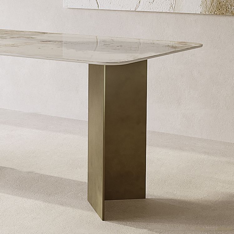 Metal tradizionale rettangolo di lusso tavolo da interno tavolo di pietra sinterizzata per cucina