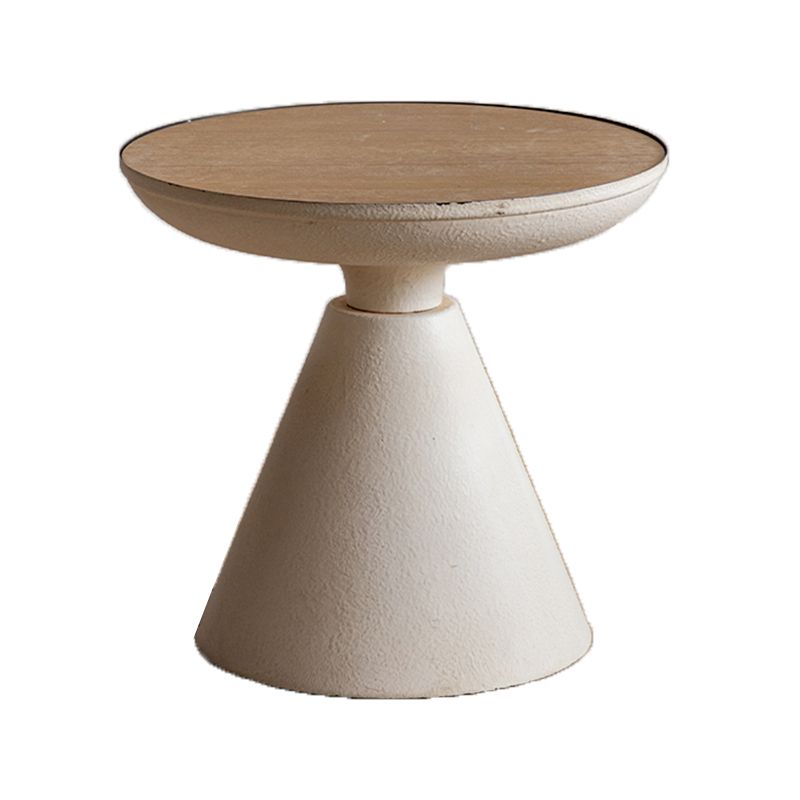 French Country Round Wood Top Coffee Table Iron Pedestal Cocktail Table