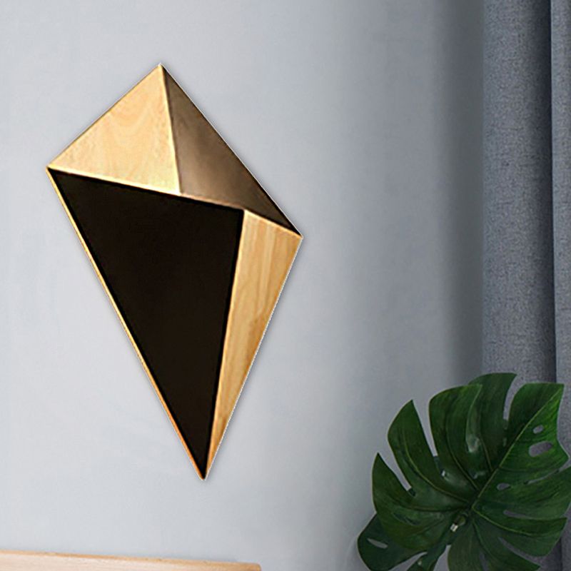 Splicing Pyramid Wall Sconce 1-Light Adjustable Nordic Wall Mounted Lamp with Rubber Wood Shade in Black/Red/White