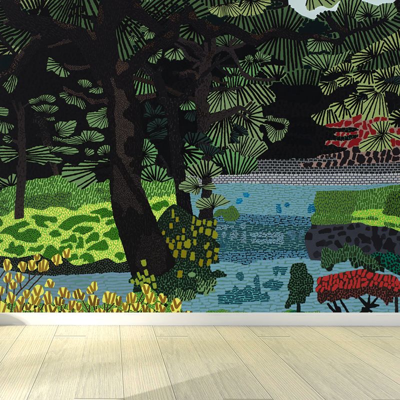 Whole Trees Mural Wallpaper Moisture Resistant Contemporary Living Room Wall Covering