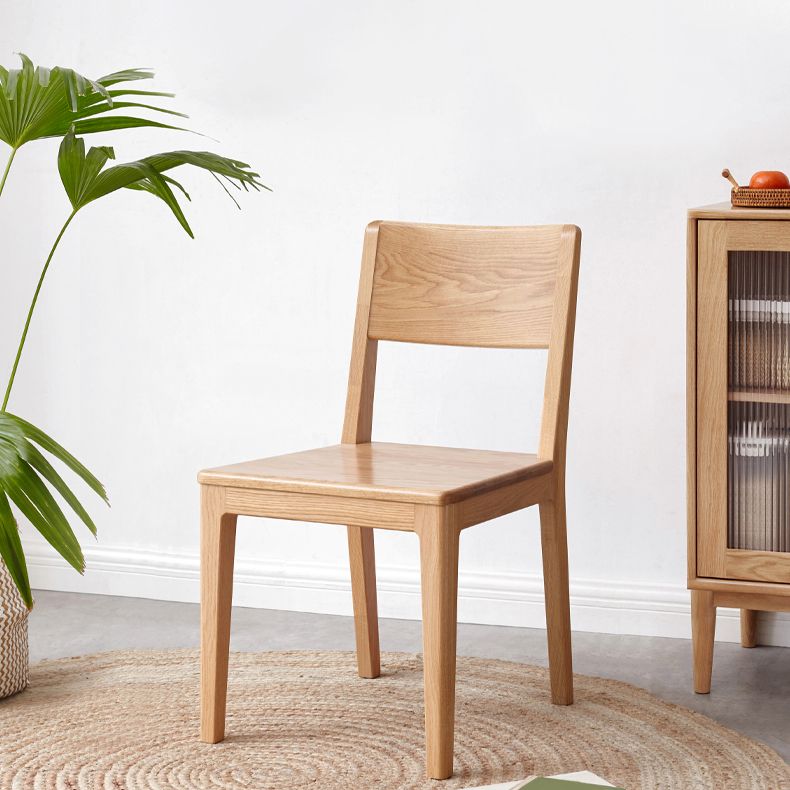 Nordic Armless Backrest Wood Chair with Wooden Legs for Dining Room