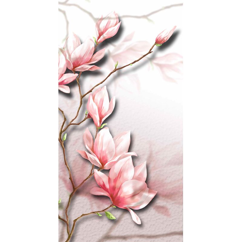 Illustration Style Flower Branch Mural Decal for Living Room, Pink, Personalized