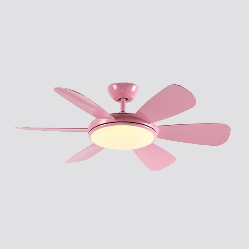 Bowl Shaped Acrylic Semi Mount Lighting Traditional Dining Room LED Hanging Fan Light Fixture, 52" Wide