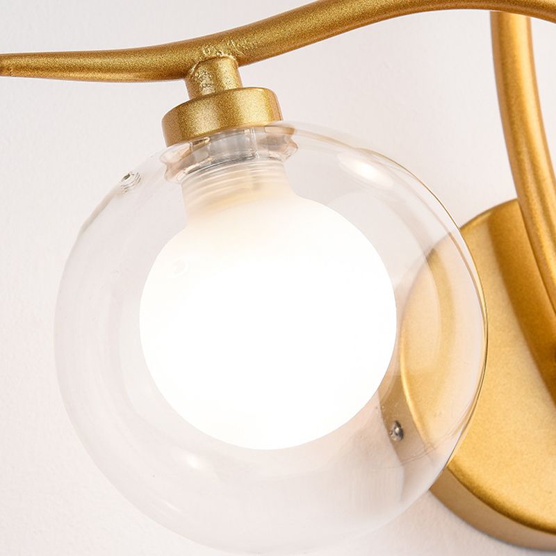 Industrial Style Ball Shape Wall Sconce Glass 2 Lights Sconces for Dining Room