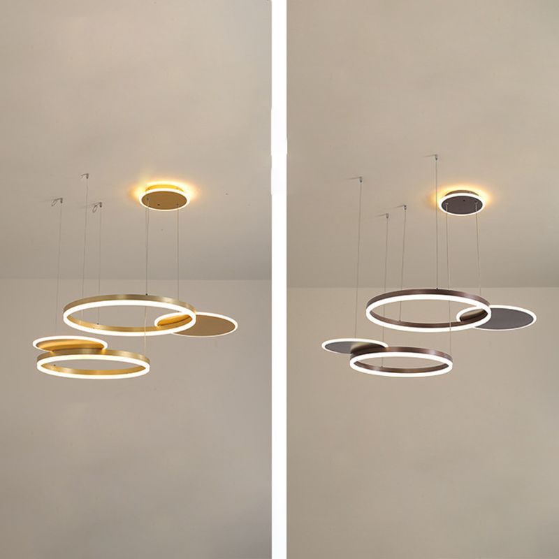 Simplicity LED Chandelier Pendant Circular Metal Suspension Light for Living Room