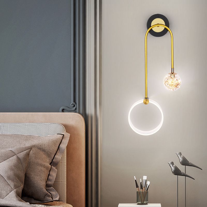2-Light Round Wall Lighting Ideas Modern Style Metal Wall Mount Lamp