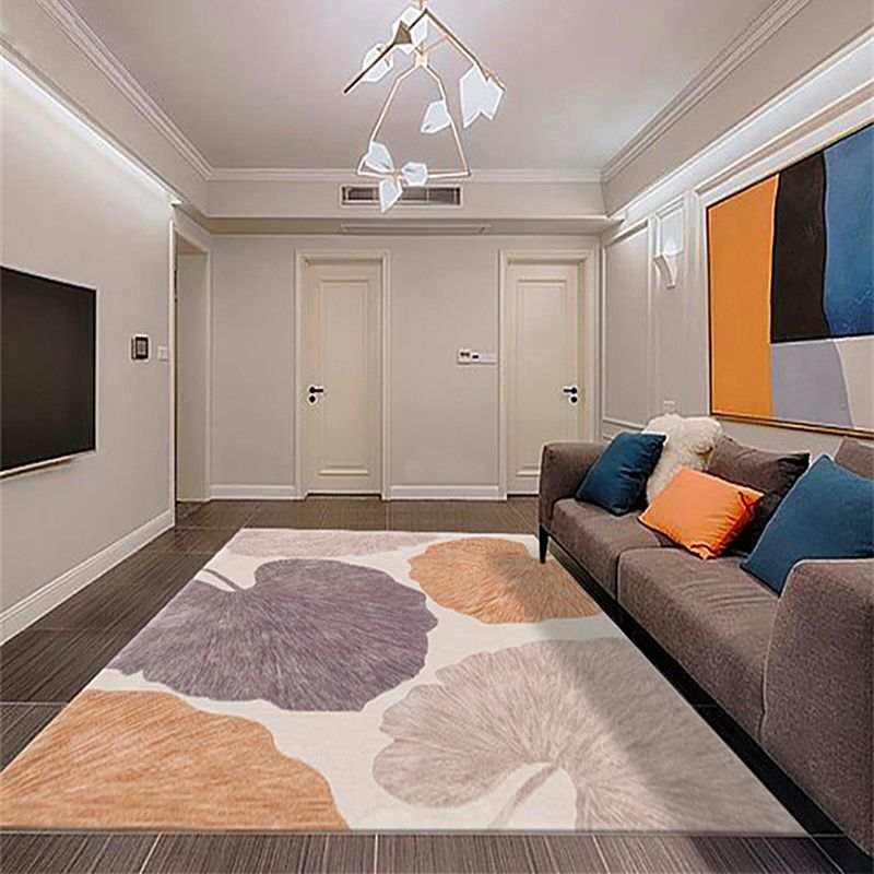 Multicolor Simplicity Area Carpet Polyester Floral Print Indoor Rug Easy Care Carpet for Living Room