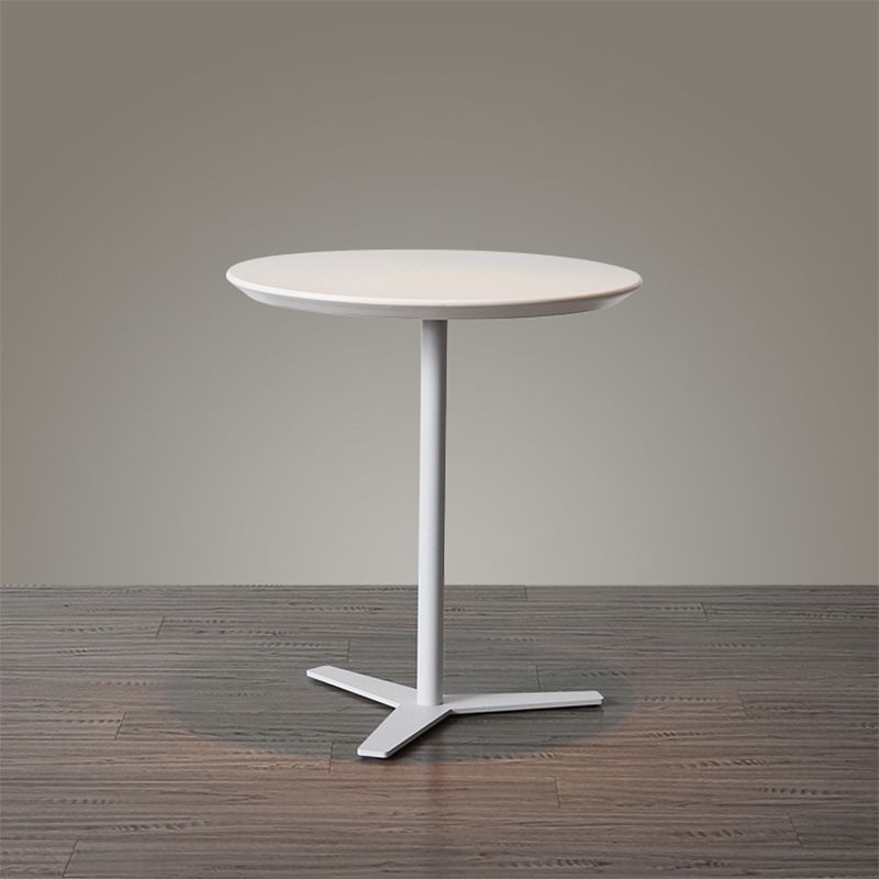 Contemporary Style  Round Wooden Coffee Table Iron Pedestal Base