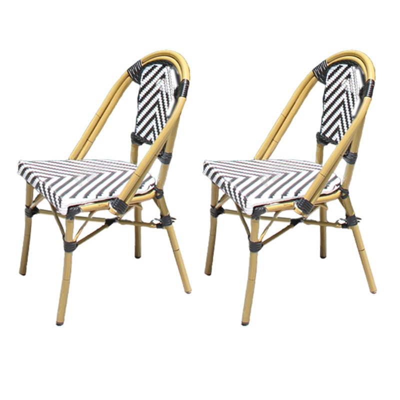 Stacking Armchair Tropical Rattan Dining Armchair with Upholstered