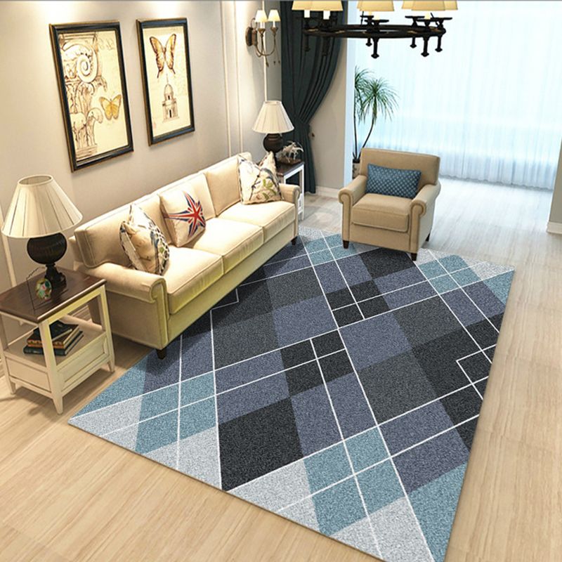 Calming Geometric Print Rug Multi Colored Polyster Area Carpet Non-Slip Backing Pet Friendly Washable Rug for Parlor