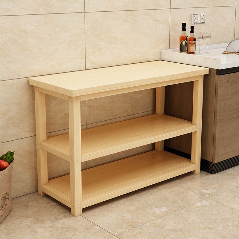 Modern Natural Finish Pine Wood Kitchen Island Table for Home