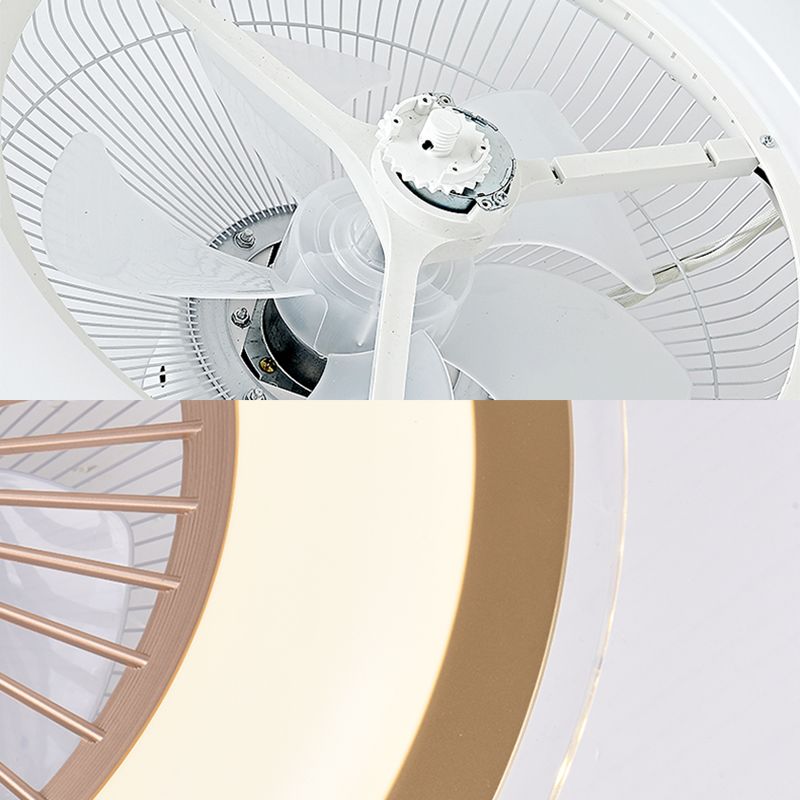 Runde Wohnheimraum LED Deckenventilator Metallic Nordic Semi Flush Mount Lighting