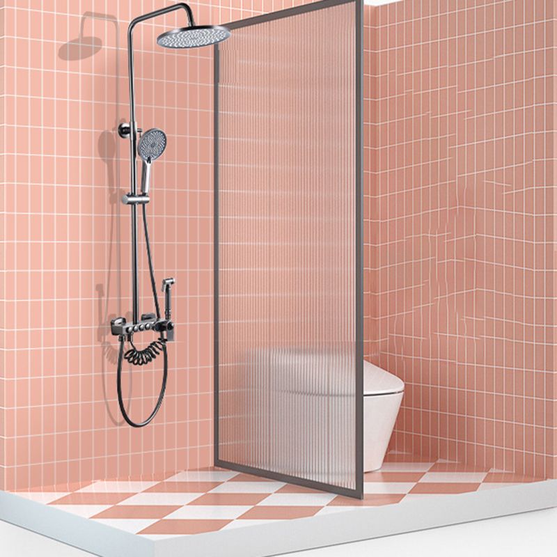 Brass Round Shower System Thermostatic Slide Bar Included Shower Set