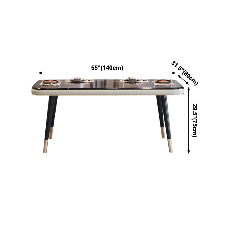 Rectangle Traditional Luxury Dining Table 4 Black Solid Wood Legs Table for Dining Room
