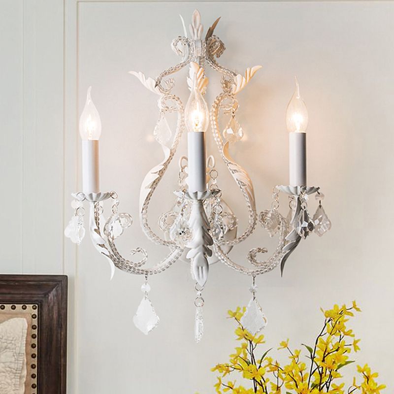 Luz de montaje de pared del brazo curvo rústico 3 luces gris/blanca/angustia de metal blanco angustiado con acento de cristal