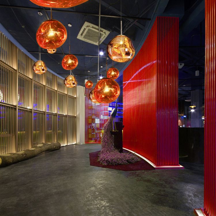 Luci a soffitto appeso a roccia Mid-secolo creatività moderna di vetro soffiato a sospensione a sospensione per il ristorante