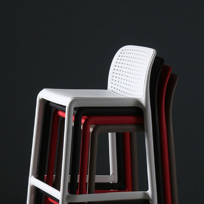 Scandinavian Plastic Barstool Plastic Counter Stool Rectangle Seat in Matte Finish