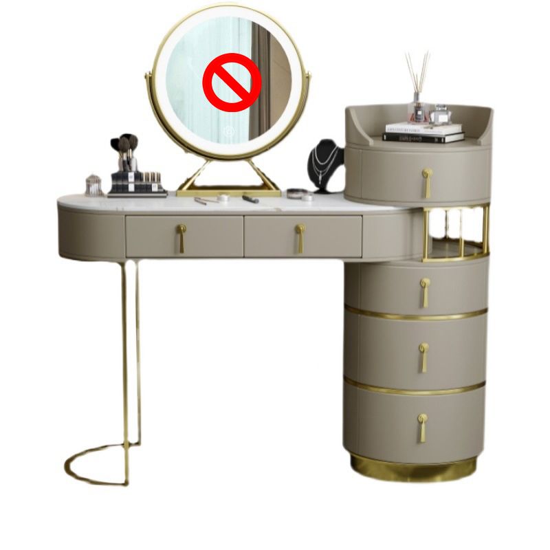 15.74" Wide Vanity Tables Stone Makeup Table with 6 Storage Drawers