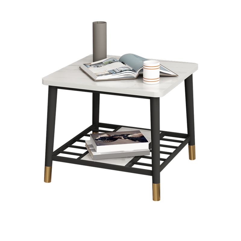 4 Legs Metal End Table Luxurious Stone Top Side End Snack Table