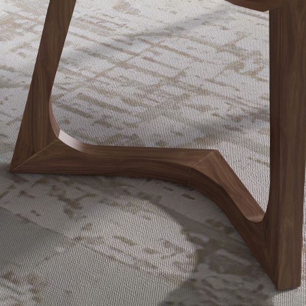 Brown Finish Legs Dining Site Table Modern Stone Top Rectangle Counter Dining Table