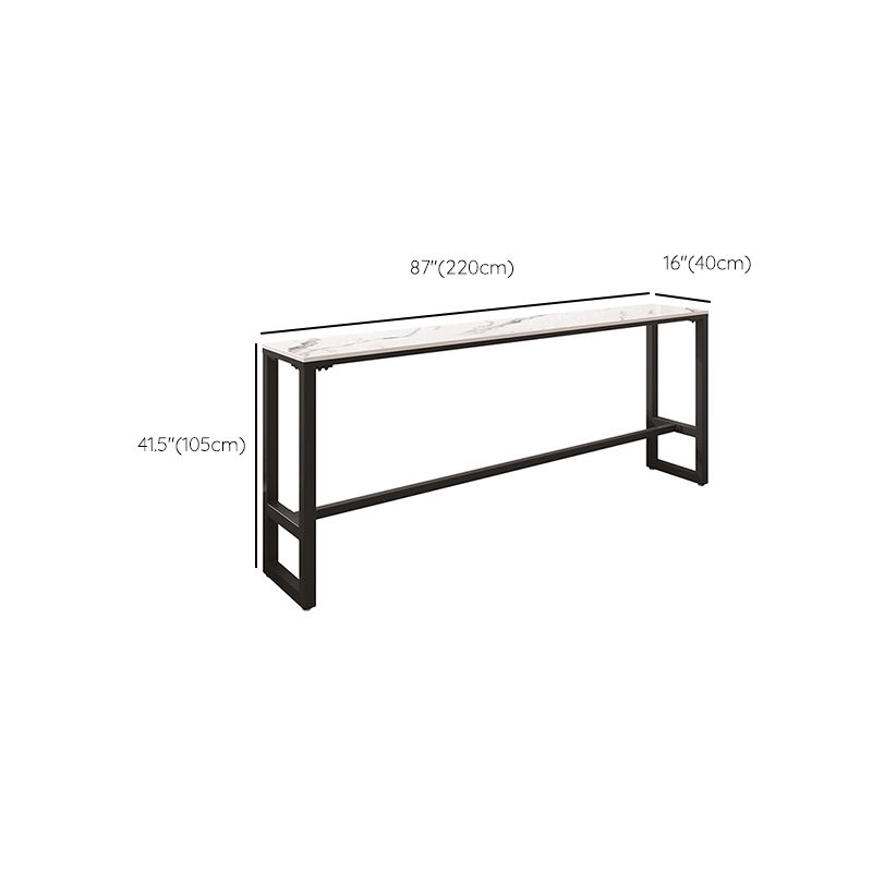 Modern Sintered Stone Bistro Bar Table Rectangle Metal Base Bar Table with Footrest