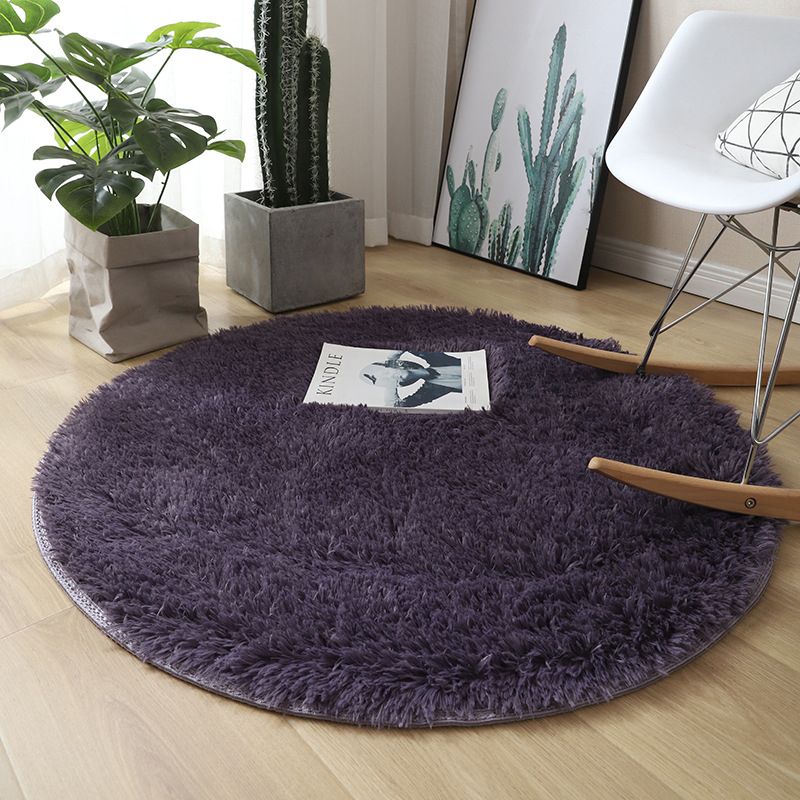 Round Plain Shag Trug Polyester Modern tapijt Non-slip achterbreien binnen tapijt voor woonkamer