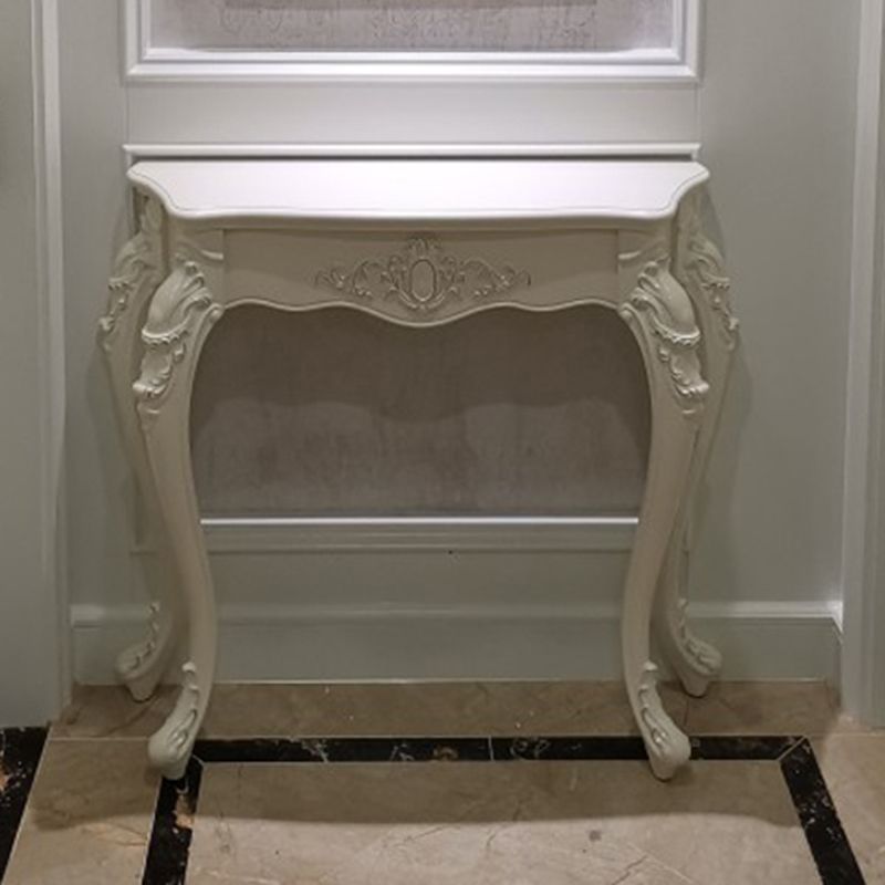 Free Form Shape Contemporary Console Table Wood Console Sofa Table in White