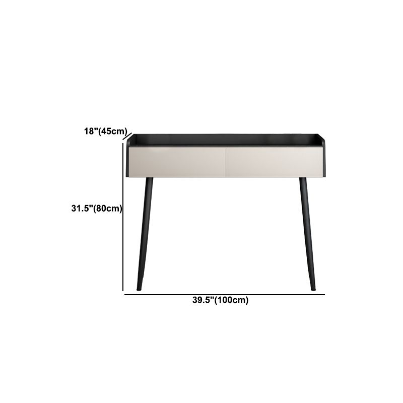 Contemporary Stone Top Vanity Metal Vanity Stool Set with 2 Drawers