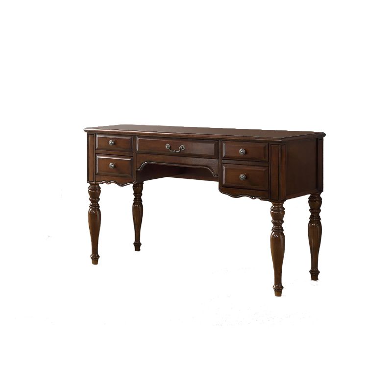 Traditional Makeup Vanity in Brown Rubber Wood Dressing Table