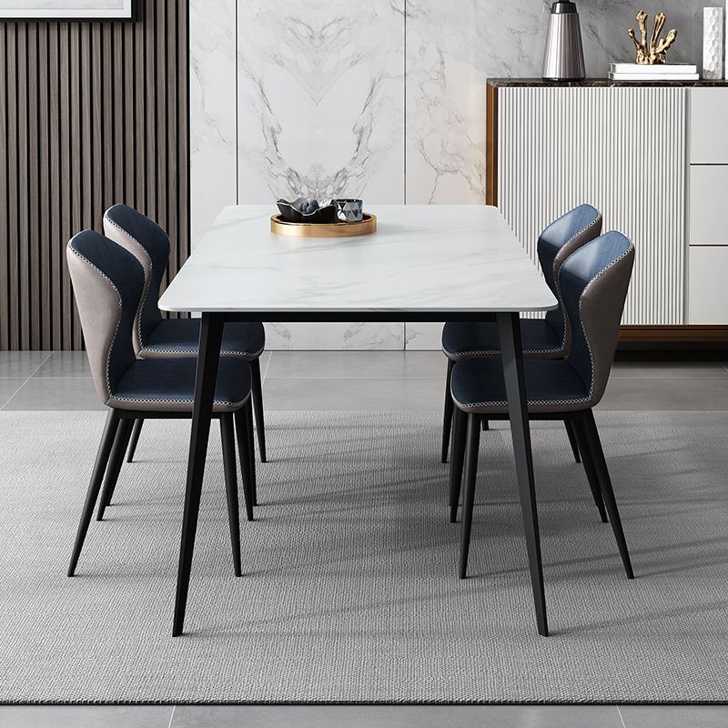 White Stone Dining Table Industrial Rectangle Dining Table for Dining Room