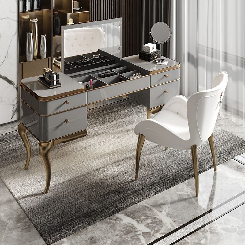 4 Storage Drawers Mirrored Vanity Victorian Wooden Make-up Vanity
