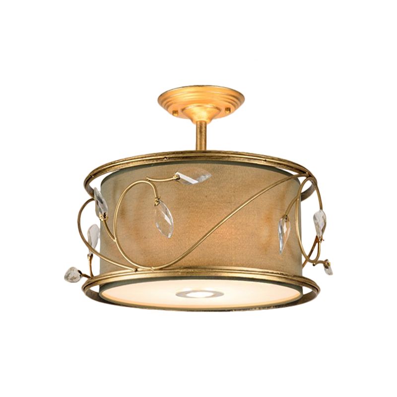 16 "/19.5" W Green/Ejército Green redondo Semi Flush Monte Babela 3 Bulbos Sala de estar Semi Flush Techo Luz