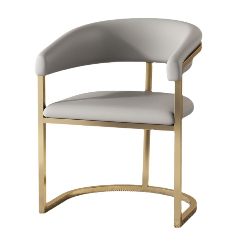 Modern Backrest Armrest Cushion Chair with Metal Base for Dining Room