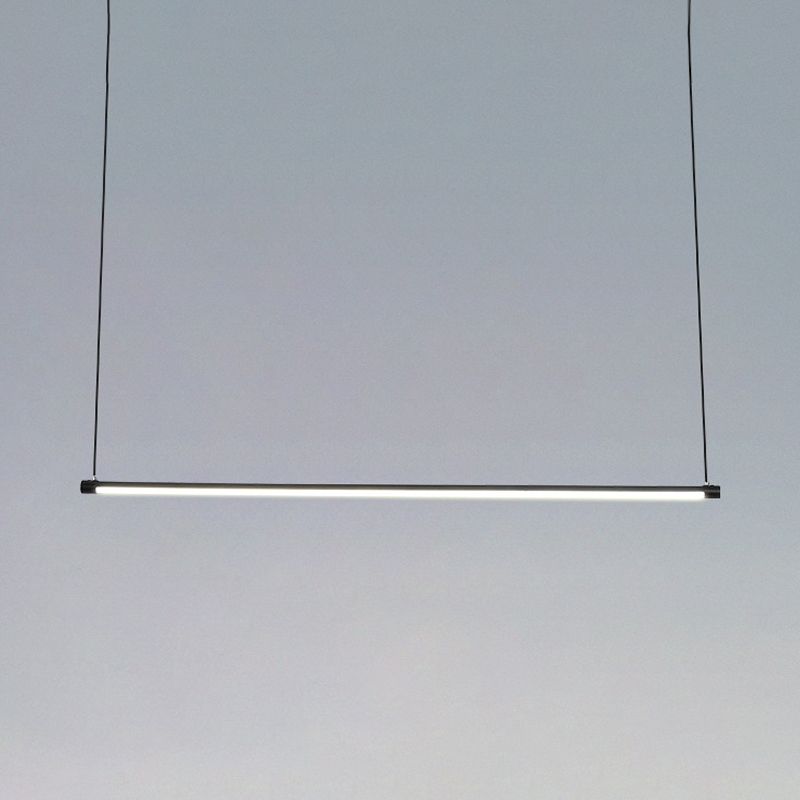 Ultra Slim Tube Island Lighting Modernity Metal LED Office Hanging Lamp in Black, Warm/White/Natural Light