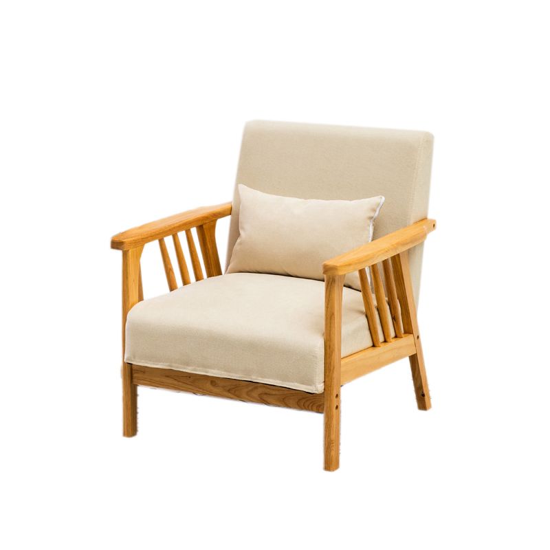 Square Arm Sofa Solid Wood Pillow Back Seating for Living Room