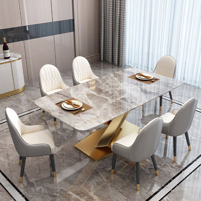 Luxury Sintered Stone Top Dining Set Rectangle 1/4/5/7 Pieces Kitchen Table with Chairs