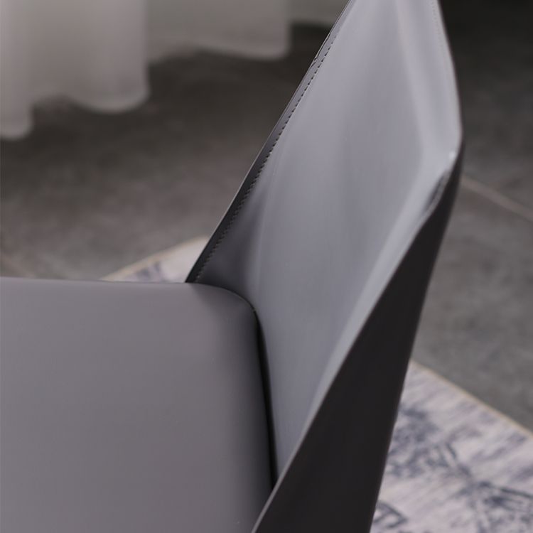 Silla de estudio estilo diseñador, silla de comedor Parsons de cuero con acabado mate (juego de 2)